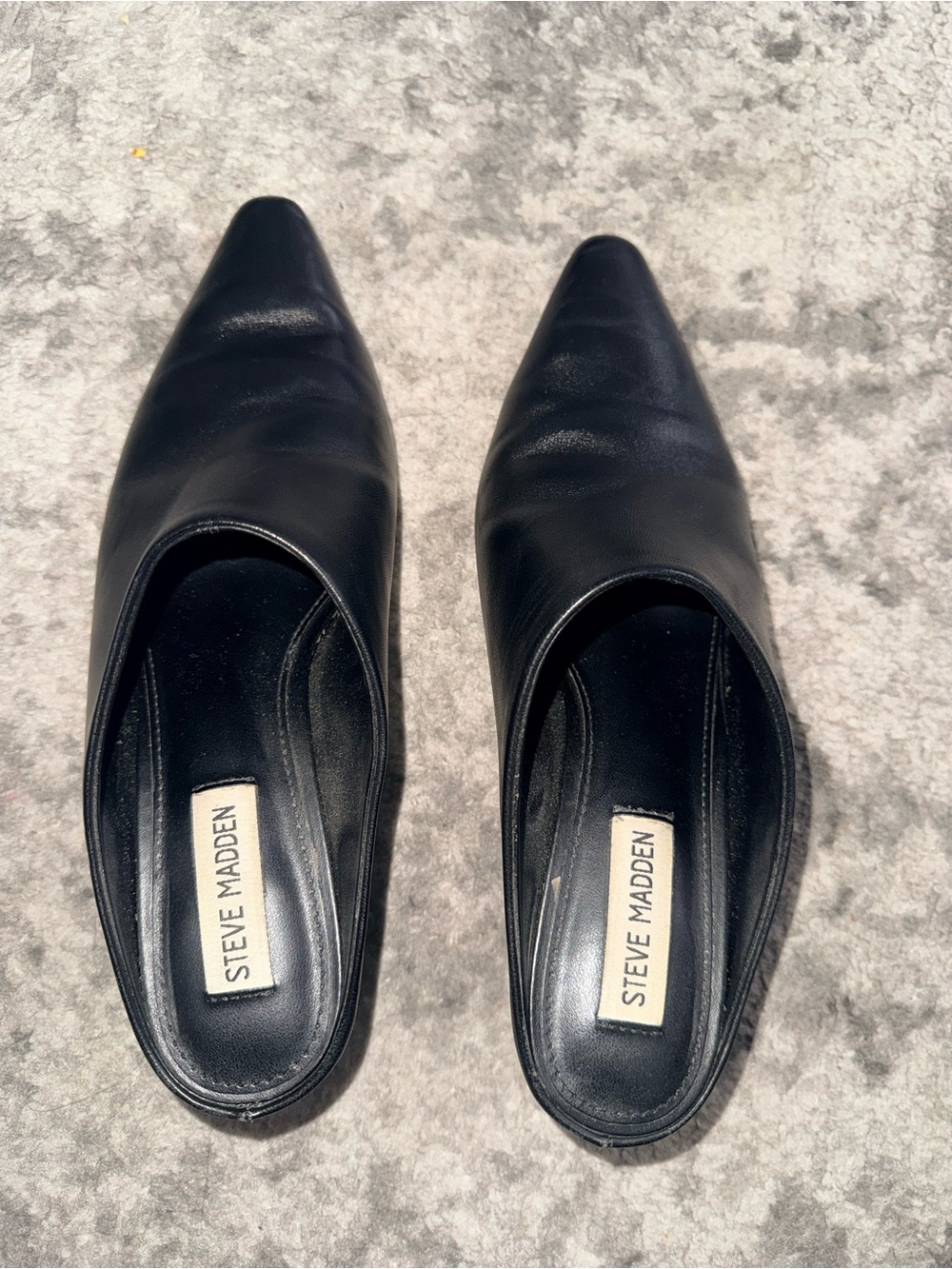 Steve Madden Black Pointed Slip-On Mules